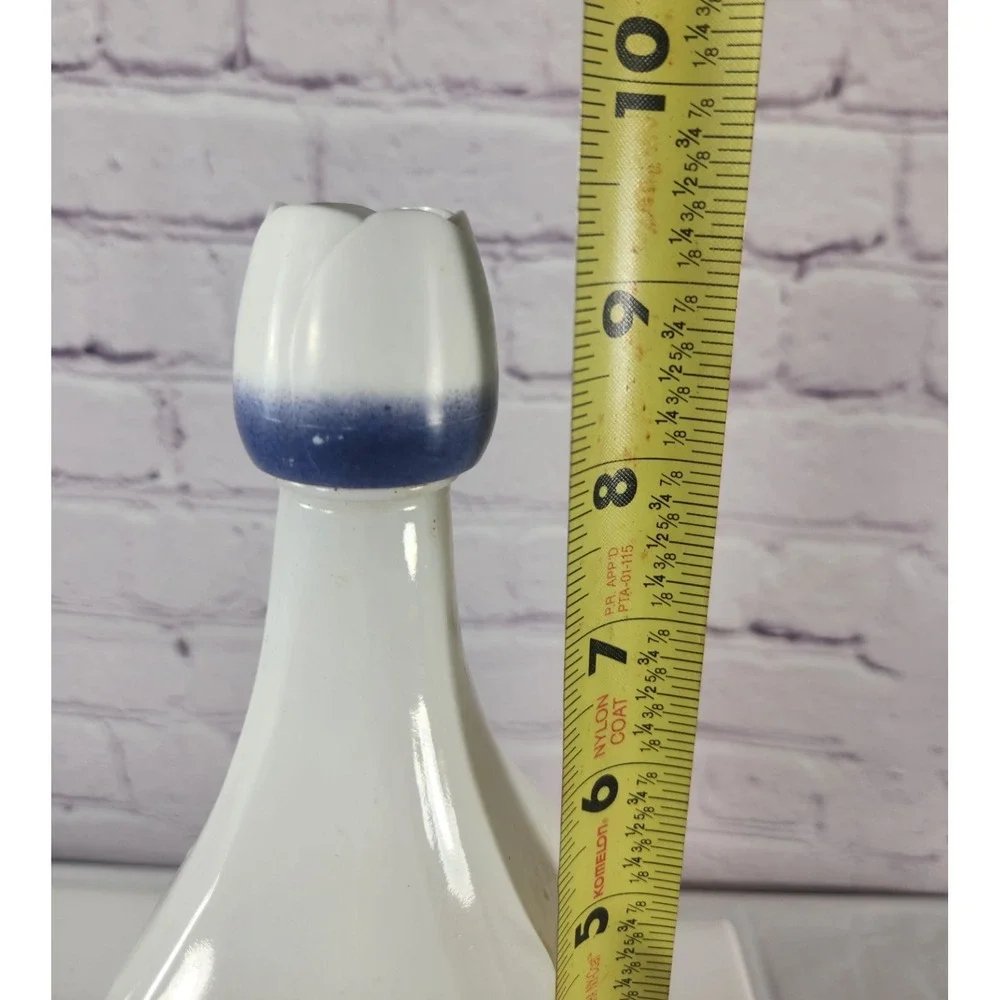 Vandermint Dutch Windmill Blue & White Liquor Bottle Tulip Cap Empty Vintage